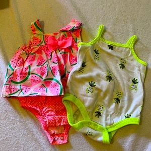 Newborn onesies. Watermelons and Pineapples